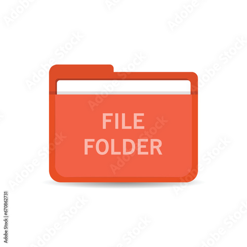 Red file folder icon document symbol isolated vector illustration.