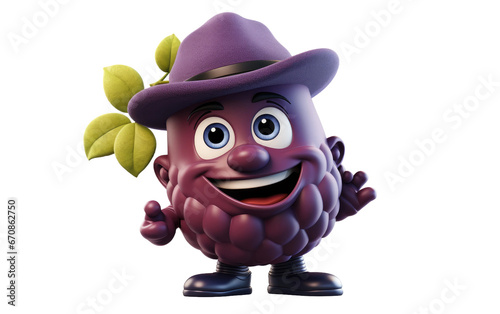Juicy Brown Stunning Huckleberry 3D Character Isolated on Transparent Background PNG.