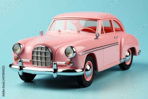 Pastel pink toy car with removable parts  promoting hands-on creativity and customization  Generative AI