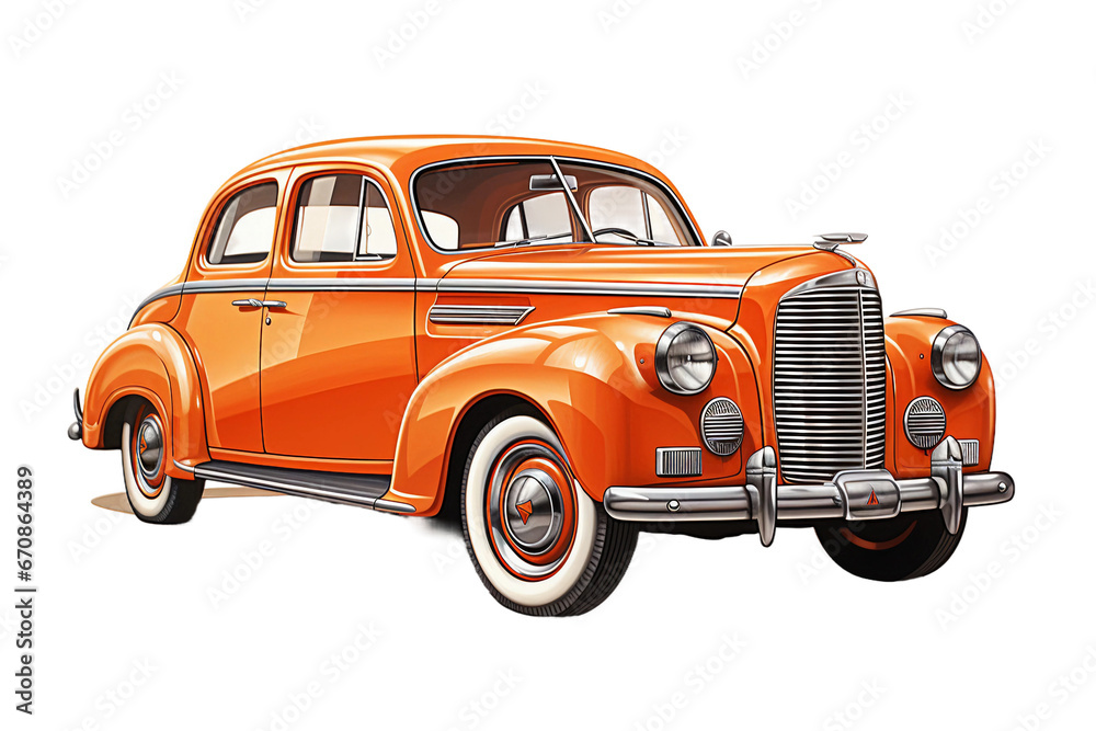 Classic Car Illustrations isolated on transparent background, Generative Ai