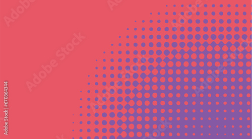 Polka dot pop art halftone pattern. Red dots on violet background 