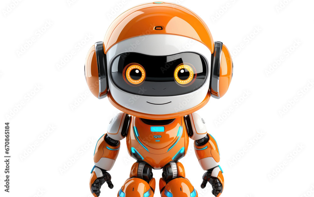 Advanced Futuristic Ai Robot 3D Character Isolated on Transparent Background PNG.