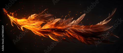 A burning white feather on a black background 3 photo