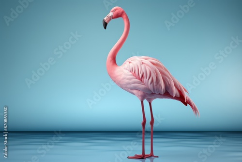 Pastel flamingo with a graceful curve of its neck  embodying elegance and serenity in soothing colors  Generative AI 