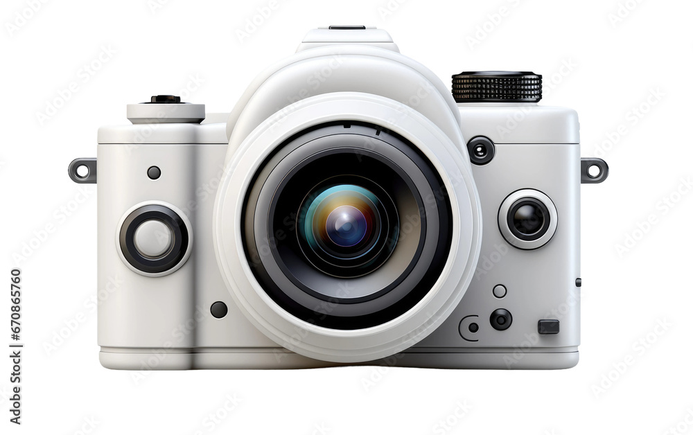 Stunning White Digital Video Camera 3D Cartoon Isolated on Transparent Background PNG.