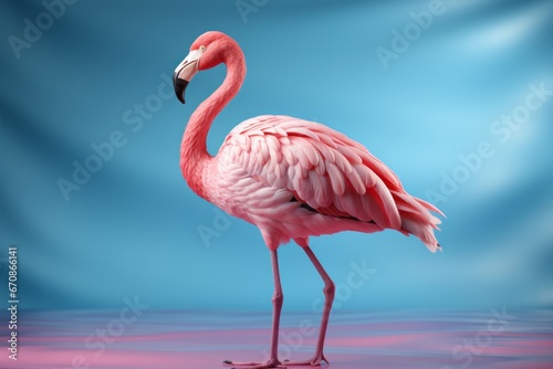 Pastel pink flamingo with elegant simplicity  Generative AI