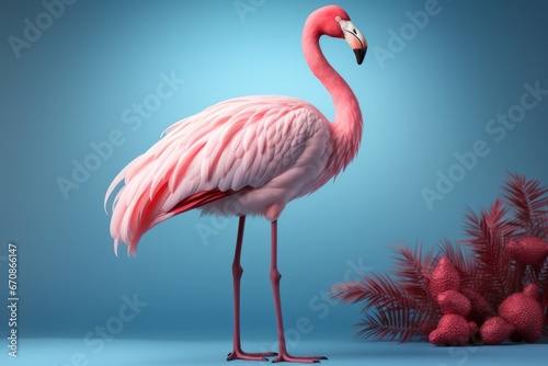 Pastel pink flamingo with elegant simplicity, Generative AI © Box Milk