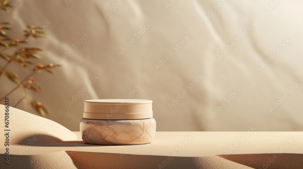 Modern skin moisturiser jar with rock texture. Eco friendly or recycled product Modern skin moisturiser jar with rock texture. Eco friendly or recycled product