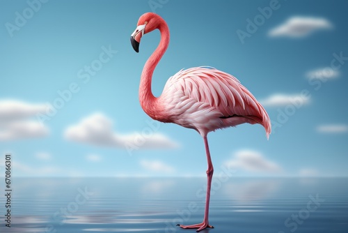 Pastel pink flamingo with elegant simplicity  Generative AI