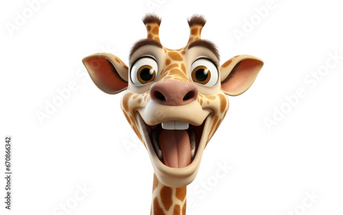Stunning a Beautiful Giraffe 3D Cartoon Isolated on Transparent Background PNG.