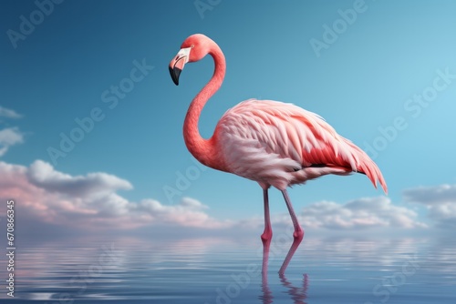 Pastel pink flamingo with elegant simplicity, Generative AI