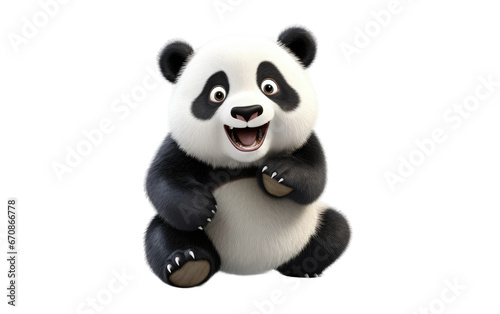 Beautiful Panda is Sitting 3D Cartoon Isolated on Transparent Background PNG. © Haider