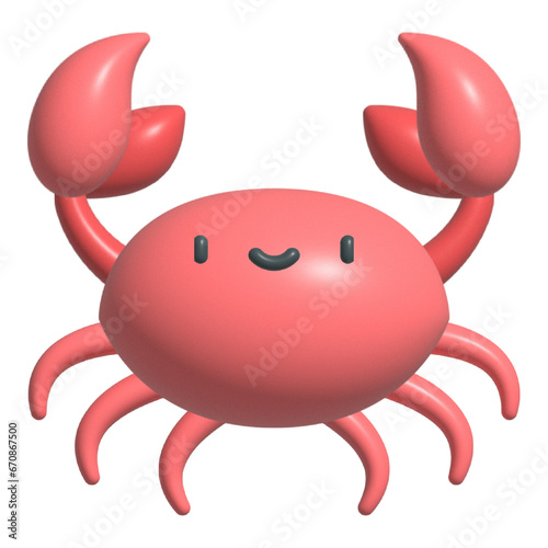 cute crab cartoon 3d icon illustration, mascot logo, cartoon animal style
