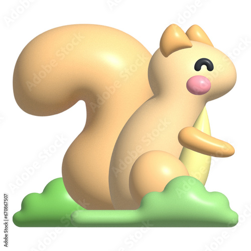 American Squirrel 3d rendering illustration