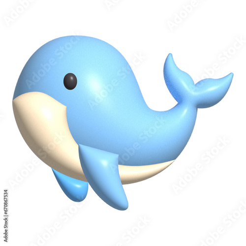 Whale as Sea Animal Floating Underwater 3d Illustration