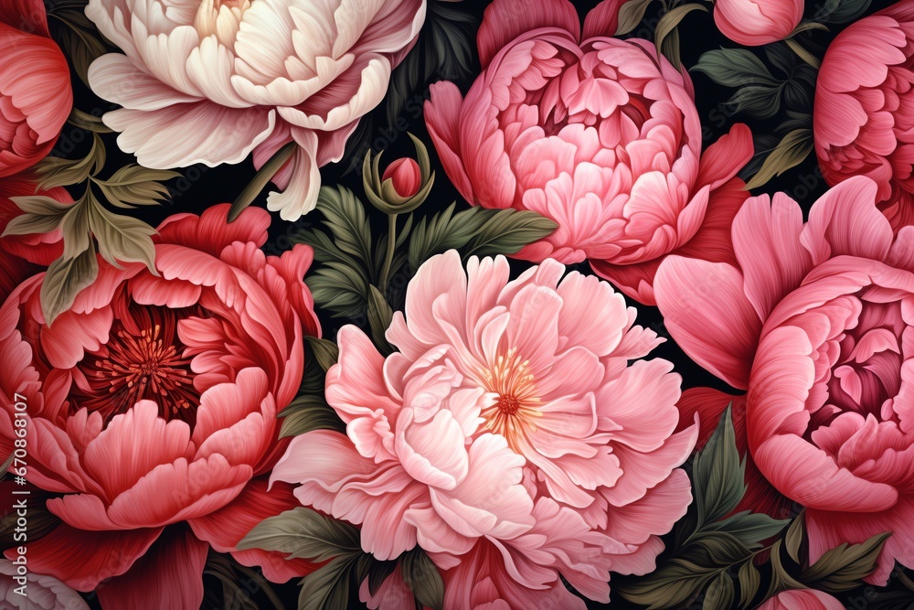 Beautiful peony flowers background in watercolor style Beautiful peony flowers background in watercolor style