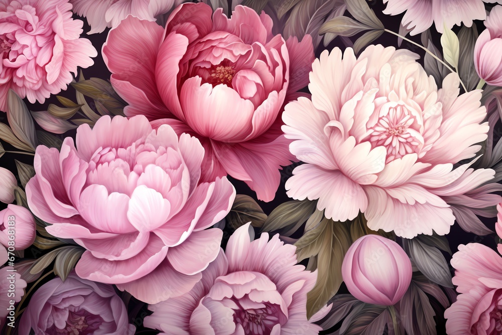Beautiful peony flowers background in watercolor style Beautiful peony flowers background in watercolor style