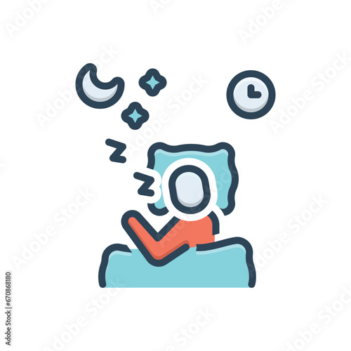 Color illustration icon for sleeping