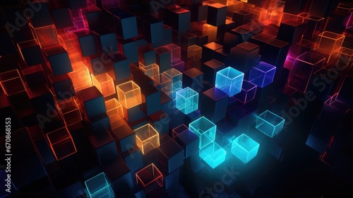 Fototapeta Naklejka Na Ścianę i Meble -  Abstract composition of colorful cubes in the shape of squares background.