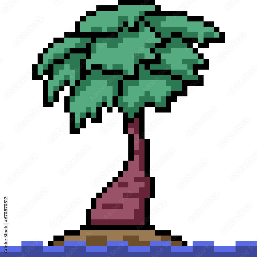 Obraz premium pixel art palm tree island