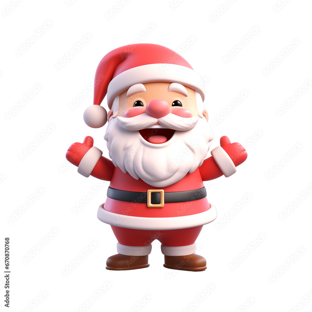 3D Santa Claus isolated transparent, Generative AI 3D Santa Claus isolated transparent, Generative AI