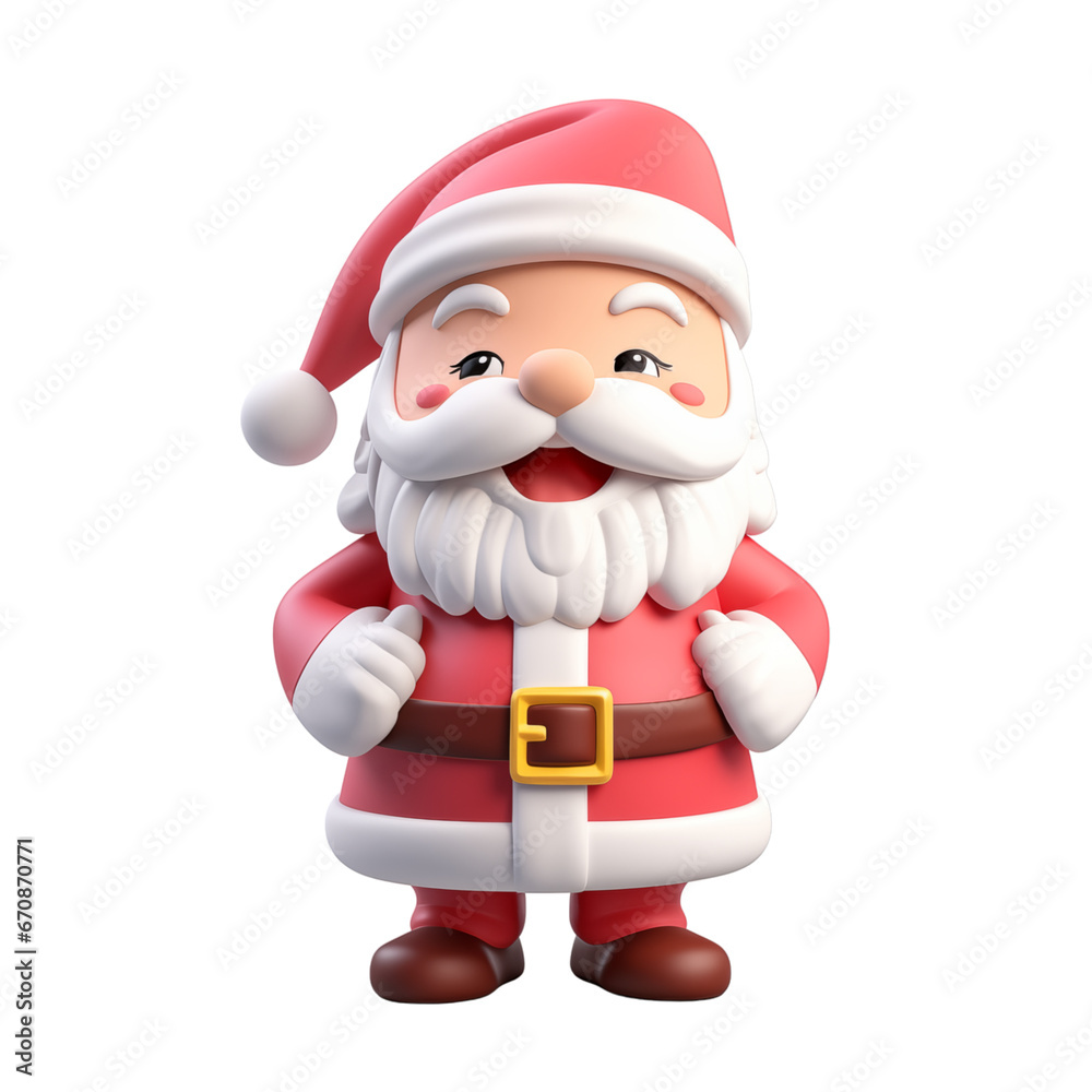 3D Santa Claus isolated transparent, Generative AI