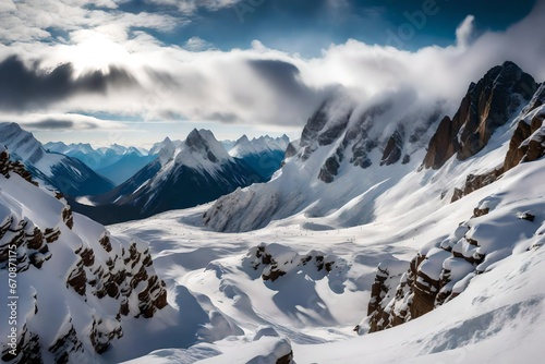 snow covered mountains