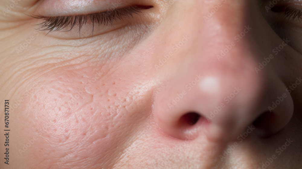 Obraz premium Close-up of pores or fine lines and wrinkles. Beauty treatment and skin health