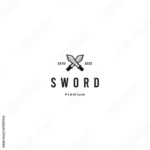 Cute sword logo design icon template