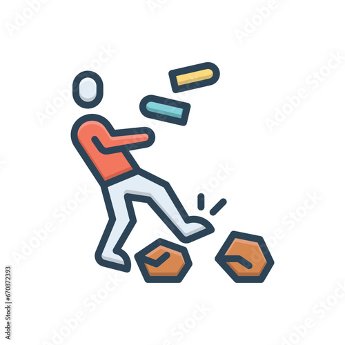 Color illustration icon for careful