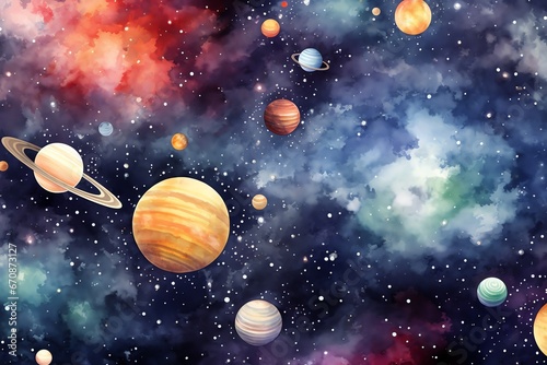 Planets and galaxy  science fiction background wallpaper