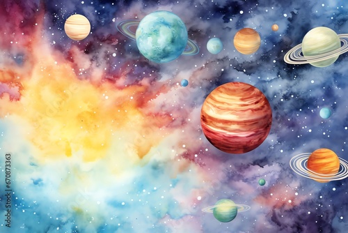 Planets and galaxy  science fiction background wallpaper