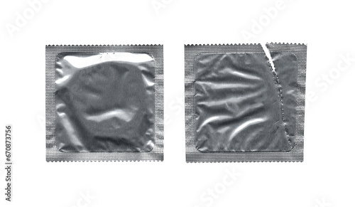 silver condom wrapper on transparent png background
