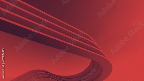 abstract background of futuristic shapes with (red) gradient color trend, copy sapce, illustration 3d render