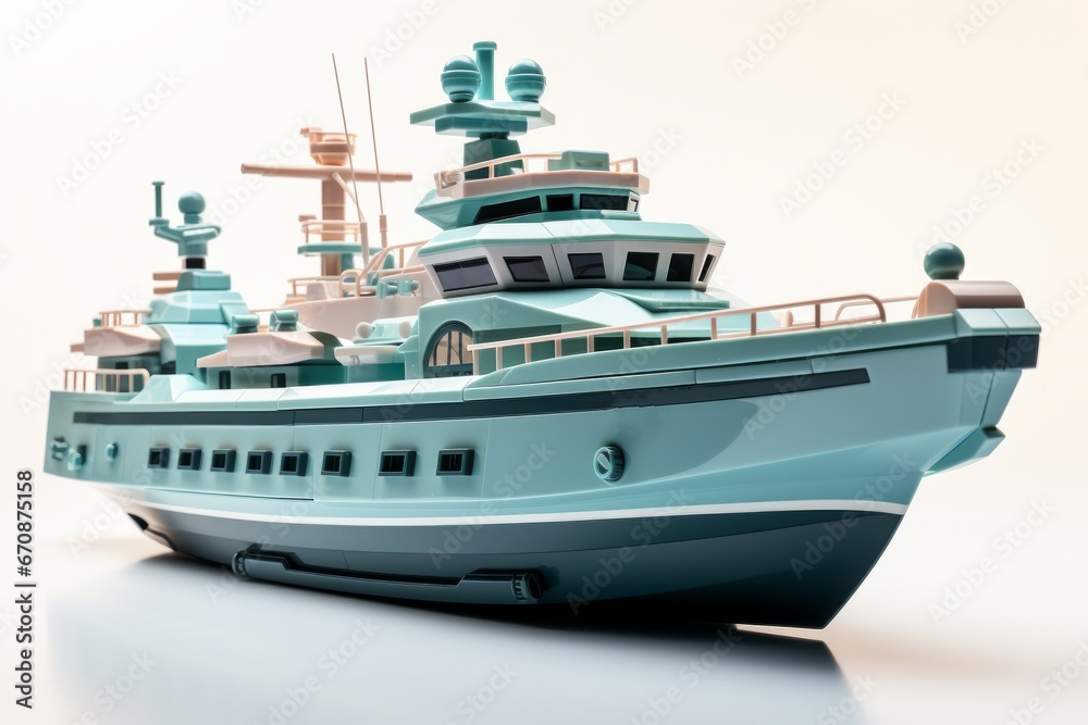 oy military transport ship, symbolizing the strength of naval forces in gentle pastel tones, on isolated on white background, Generative AI oy military transport ship, symbolizing the strength of naval forces in gentle pastel tones, on isolated on white background, Generative AI