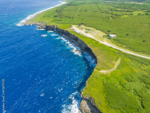Drone view of Banzai cliff in Saipan_사이판 만세절벽 드론뷰