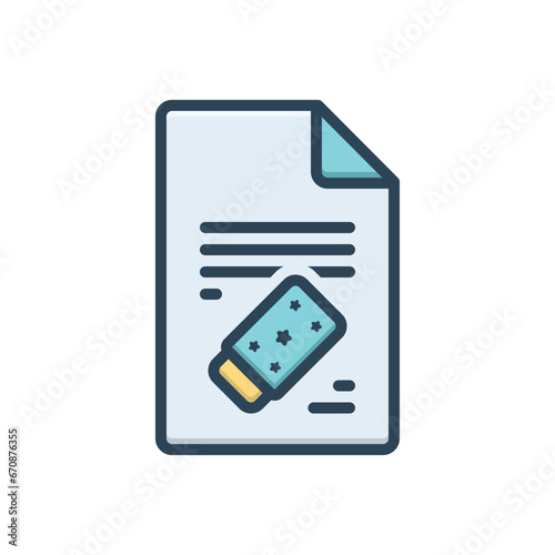 Color illustration icon for erase