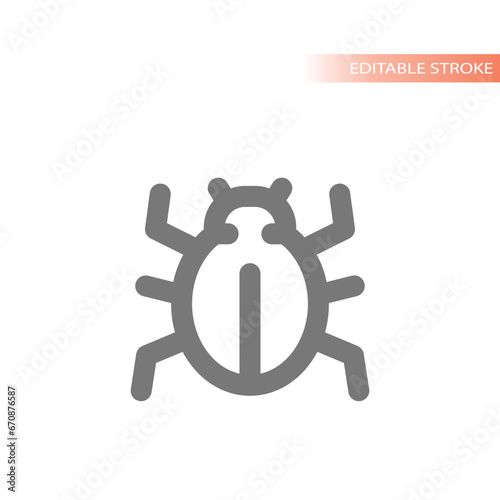 Bug or beetle simple line icon. Scarab, insect or computer virus symbol.