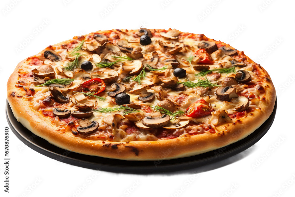gourmet pizza isolated on transparent background, Generative Ai