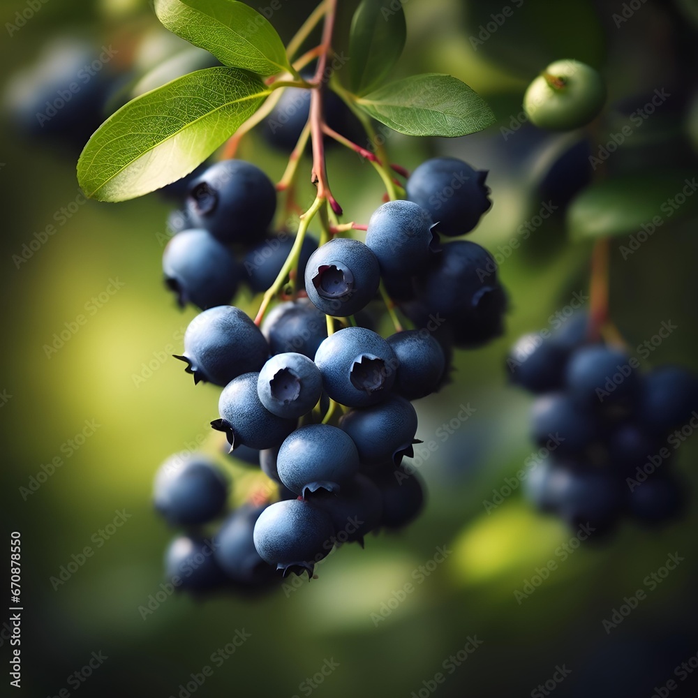 Fresh blueberries hanging from a tree Fresh blueberries hanging from a tree