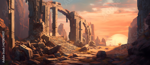 Canvas Print Mysterious ancient ruins covered with ruins 8