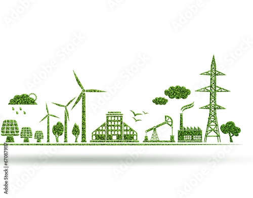 Environment and ecology in green concept - 3d illustration