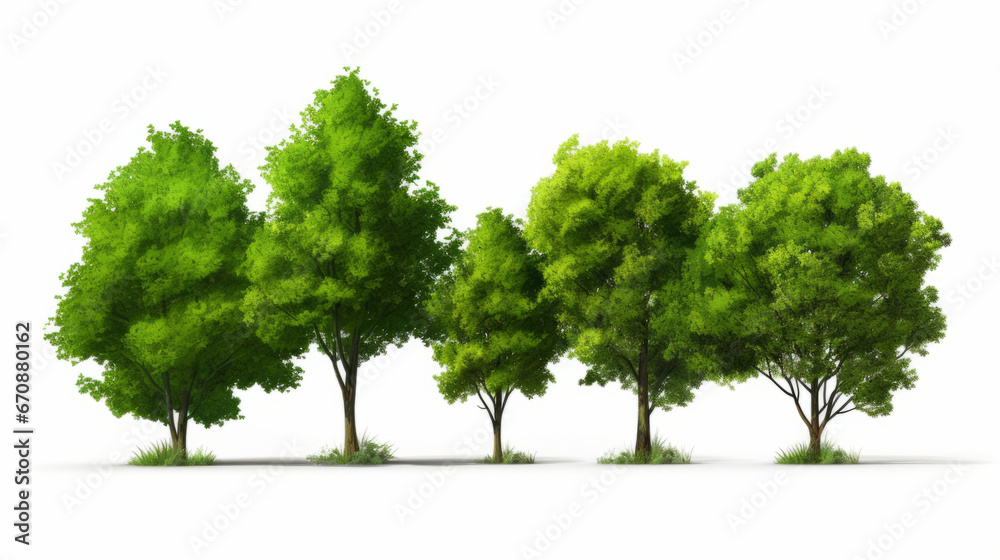 Trees isolated on a white background. Eco-friendly and world earth day concept Trees isolated on a white background. Eco-friendly and world earth day concept
