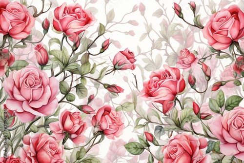 Rose flowers background in watercolor style