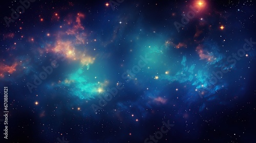 Abstract Space background panoramic, realistic nebula and shining stars.AI generated
