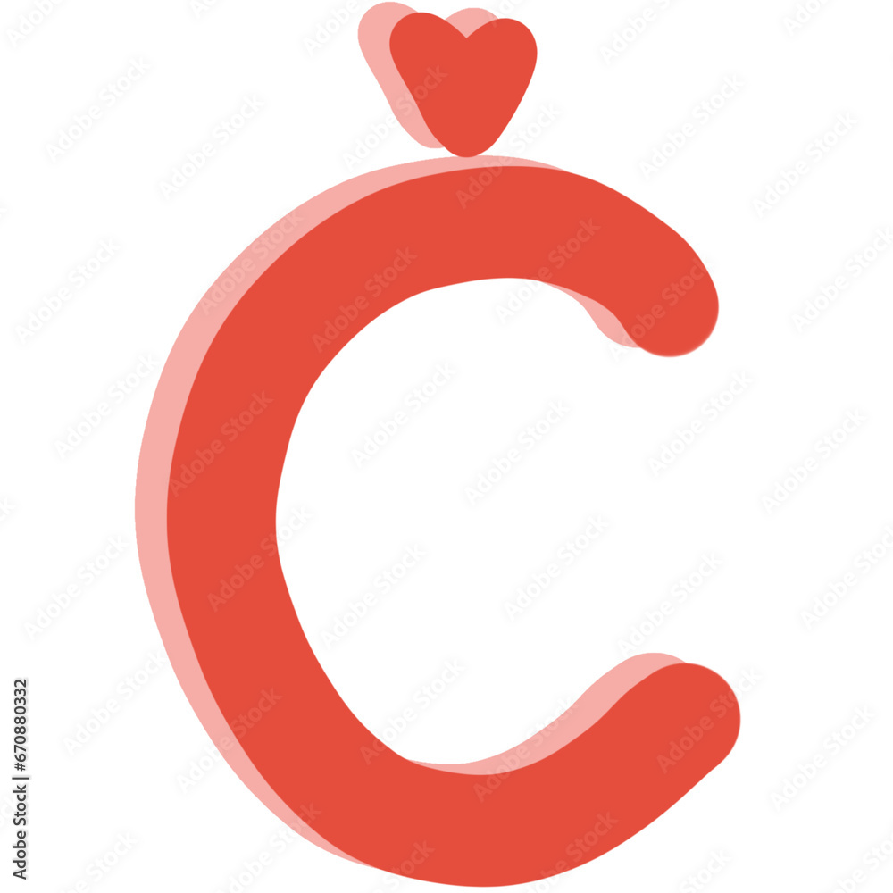 Pink red letter C with little heart Pink red letter C with little heart