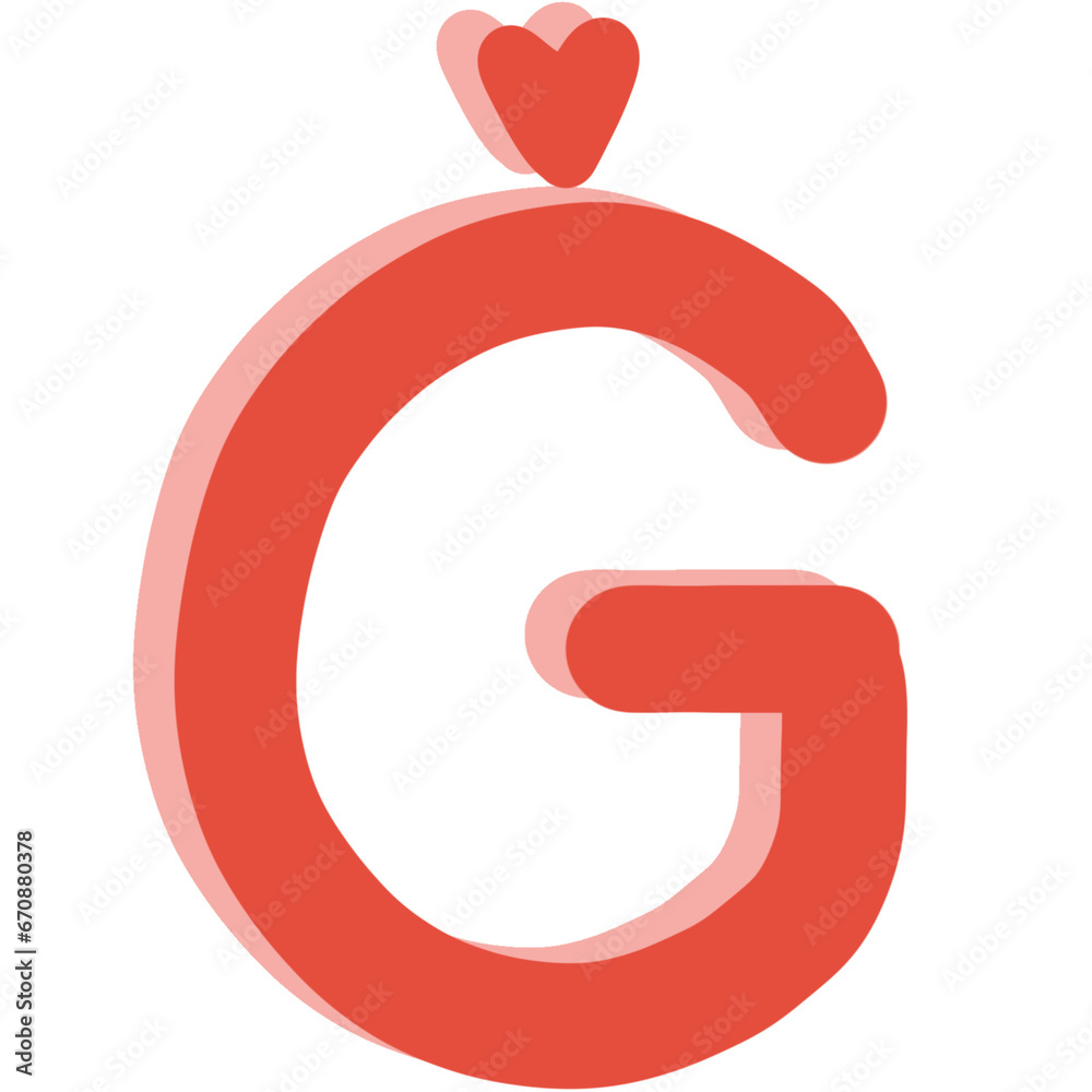 Pink red letter G with little heart Pink red letter G with little heart