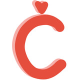 Pink red letter C with little heart 