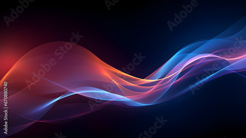 Abstract flowing lines wave. Digital future technology concept. Generative AI.