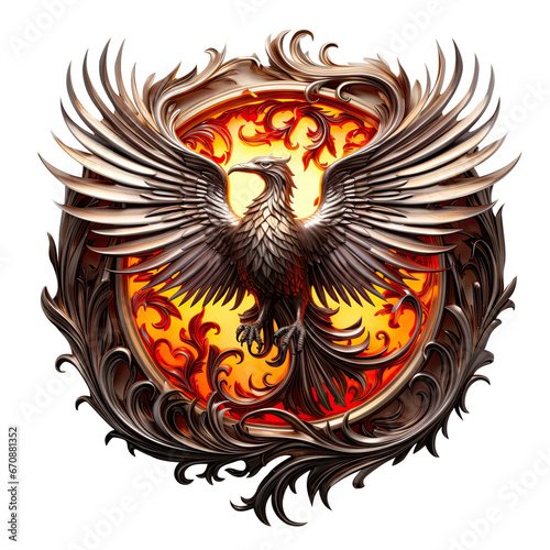 Mythical phoenix bird emerging from the flames, symbolizing rebirth, Phoenix character, generative ai.